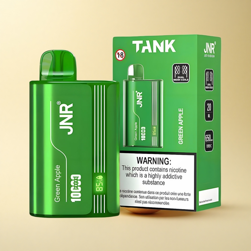JNR Tank 10000 Puffs Justerbar Luftstrøm Digital Skjerm Grønneple Fersken Pære