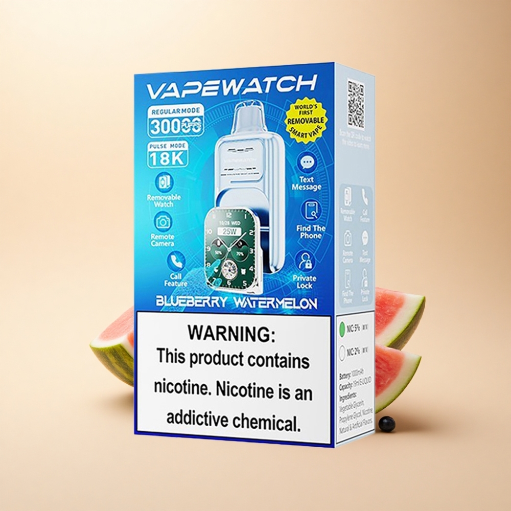 JNR VapeWatch 30000 Puffs 19mL Blåbær Vannmelon Type-C Hurtiglading