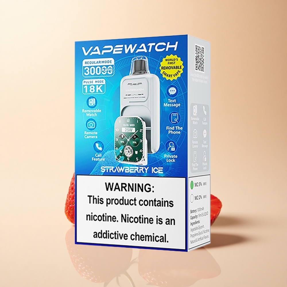 JNR VapeWatch 30000 Puffs 19mL Jordbær Is Type-C