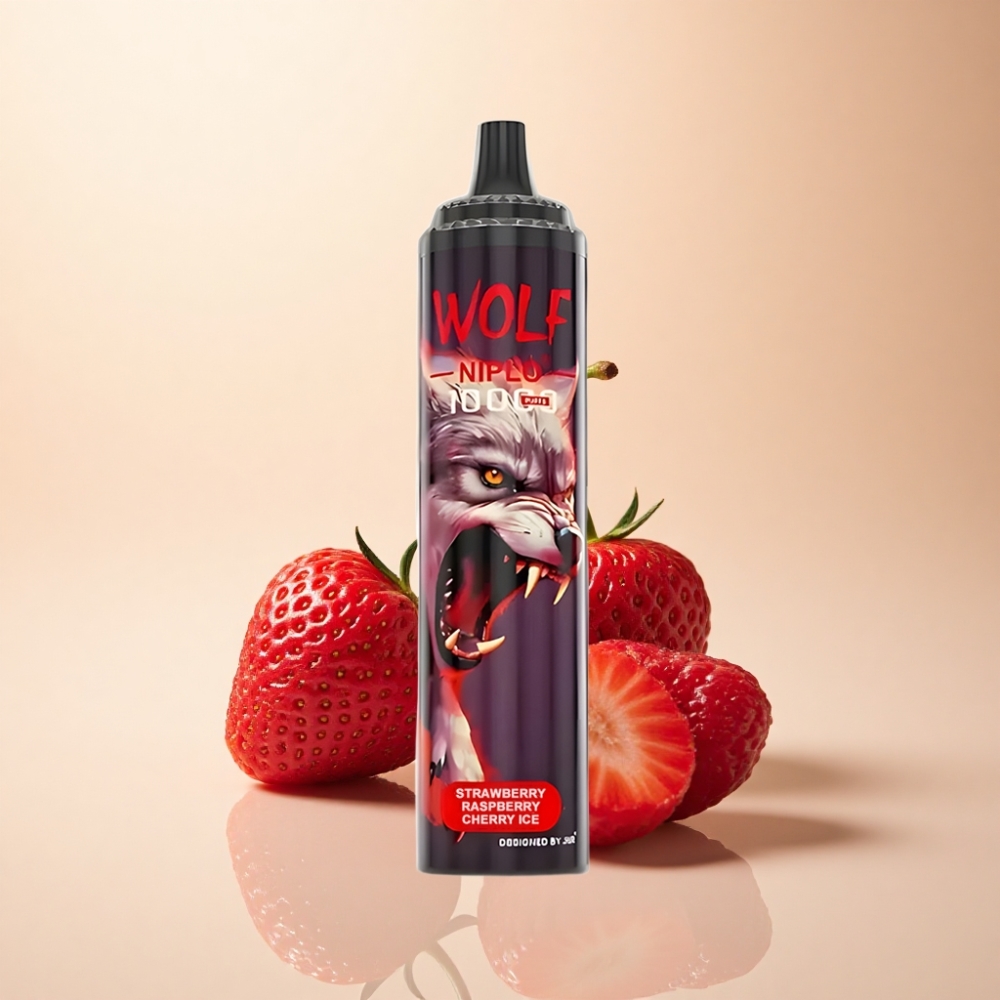 JNR Wolf Niplo 10000 Puffs 1.0 Ohm Jordbær Bringebær Kirsebær Is