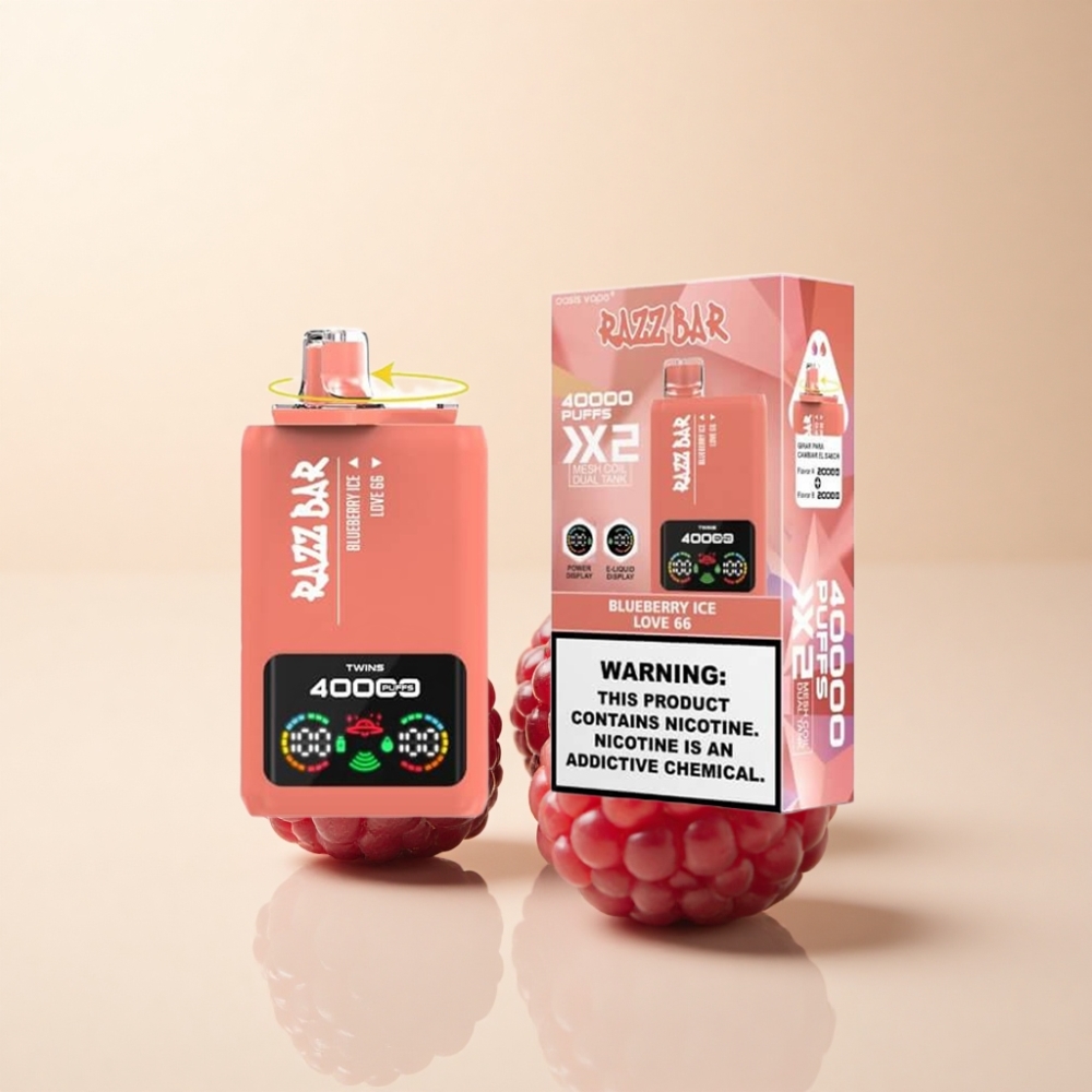 Razz Bar 40000 Puffs 1.0Ω×2 Blåbær Is & Kjærlighet 66