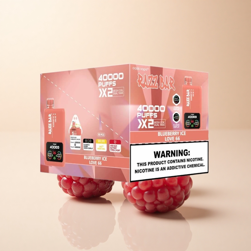 Razz Bar 40000 Puffs 1.0Ω×2 Blåbær Is & Kjærlighet 66
