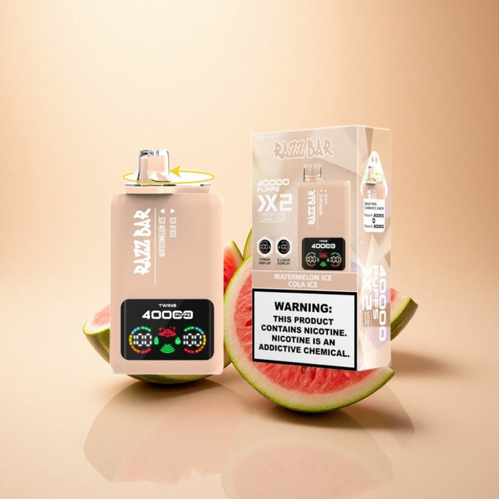 Razz Bar 40000 Puffs Power Skjerm Vannmelon Is & Cola Is