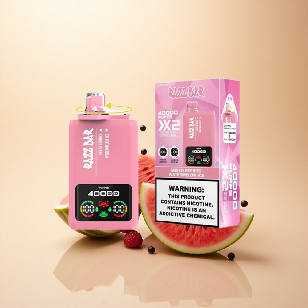 Razz Bar 40000 Puffs Skjerm MIXED BERRIES & WATERMELON ICE