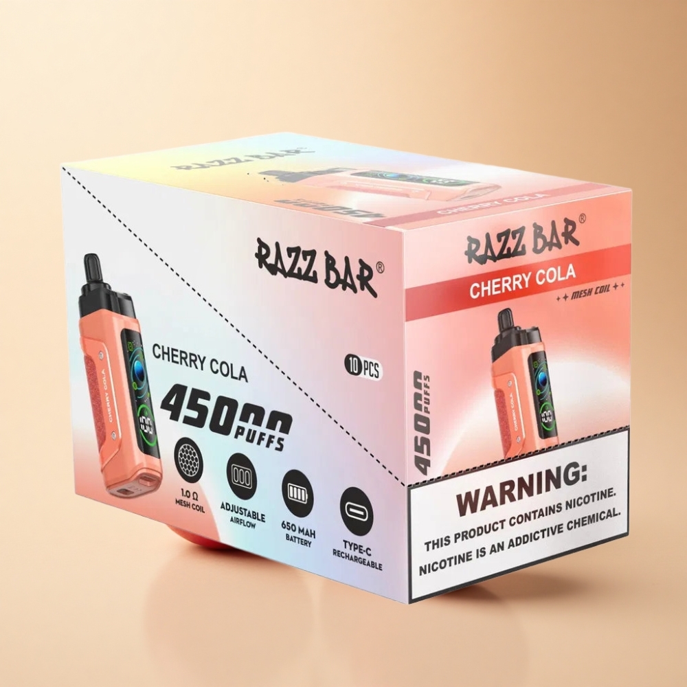 Razz Bar 45000 Puffs 1.0 Ohm Mesh Coil Type-C Kirsebær Cola