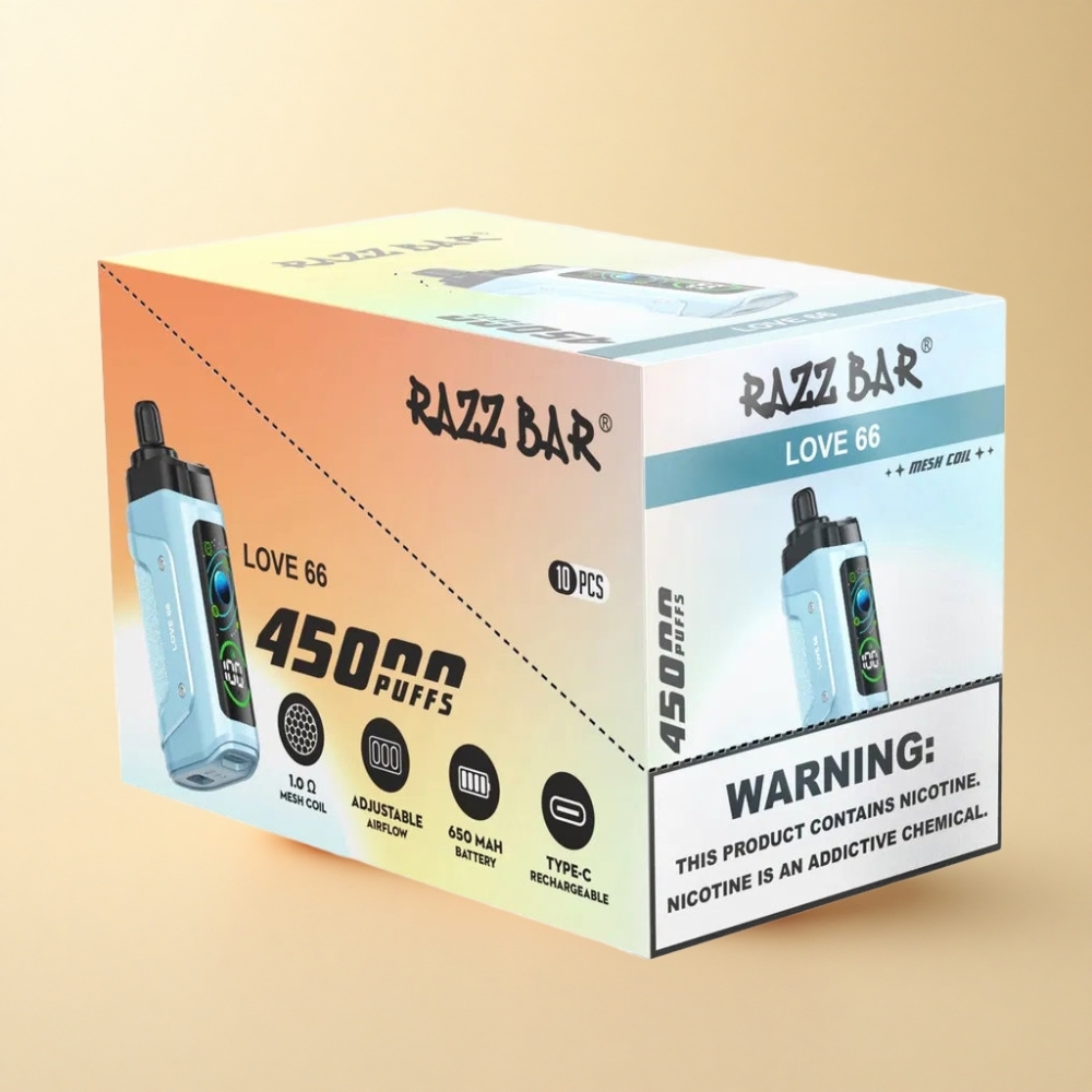 Razz Bar 45000 Puffs Justerbar Luftstrøm Kjærlighet 66