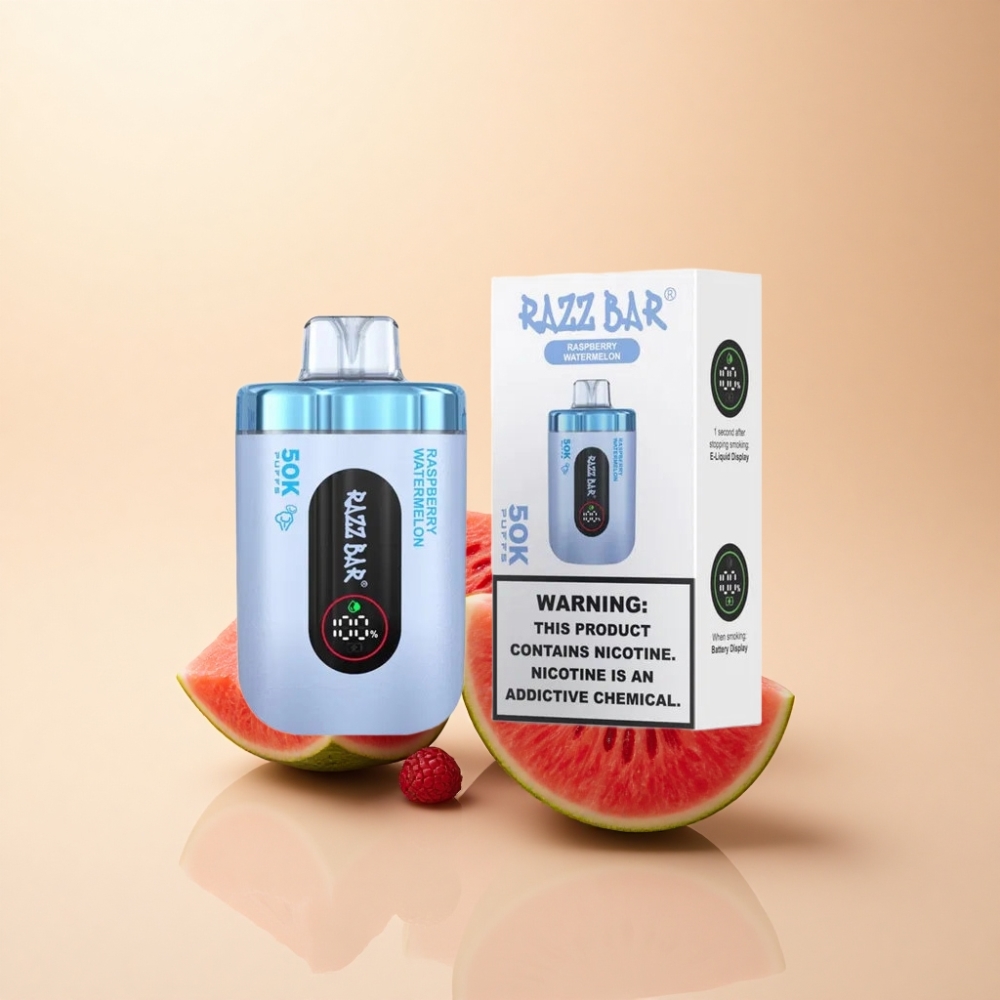 Razz Bar 50K Puffs 1.0 Ohm Bringebær Vannmelon