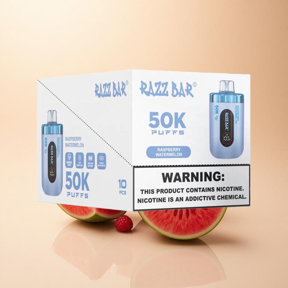 Razz Bar 50K Puffs 1.0 Ohm Bringebær Vannmelon