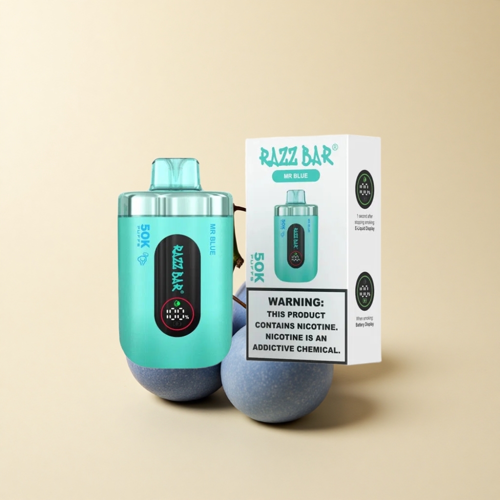 Razz Bar 50K Puffs 1.0 Ohm Type-C Herr Blå