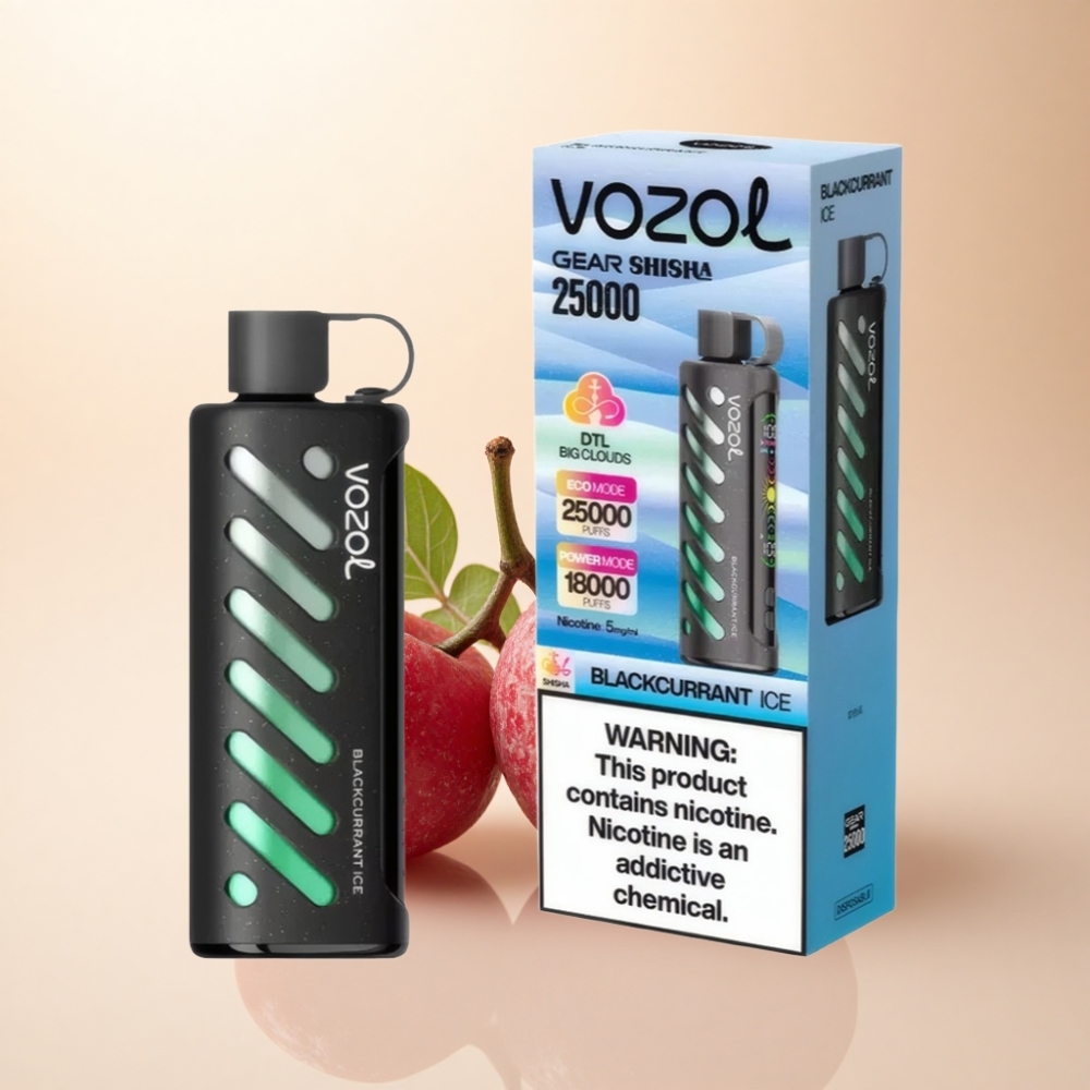 VOZOL Gear Shisha 25000 Puffs S.i.L.C Tech Svartsolbær Is