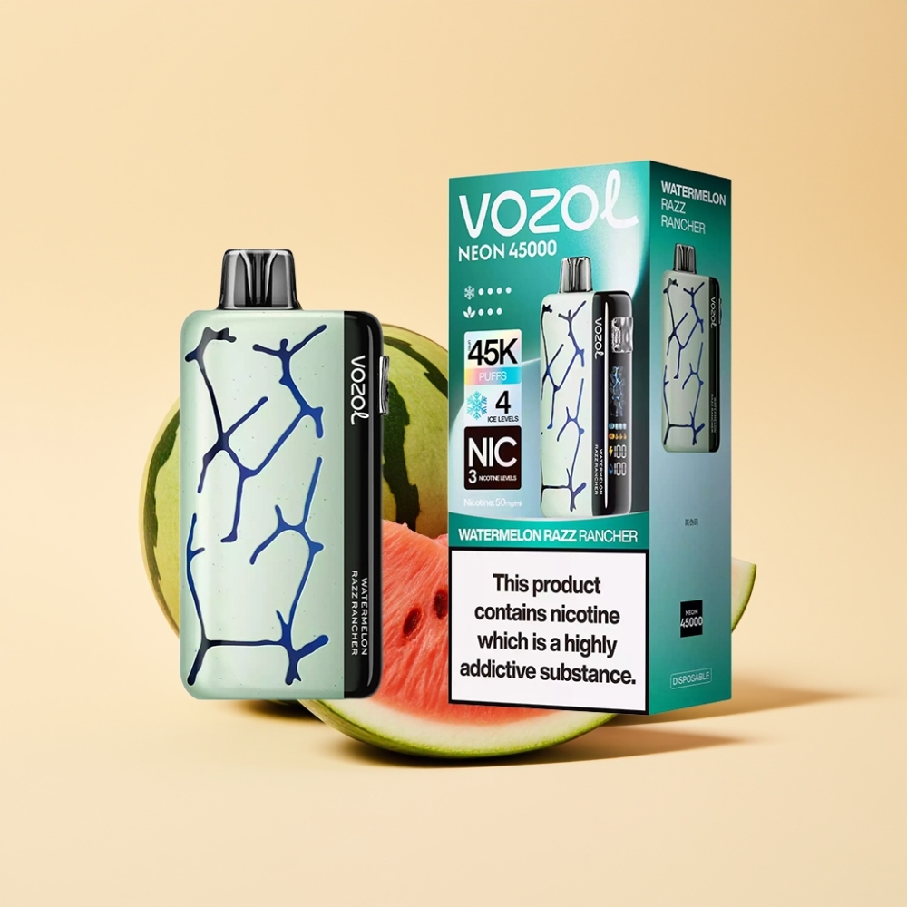 Vozol Neon 45K 45000 Puffs 20ml 50mg Vannmelon Razz Rancher
