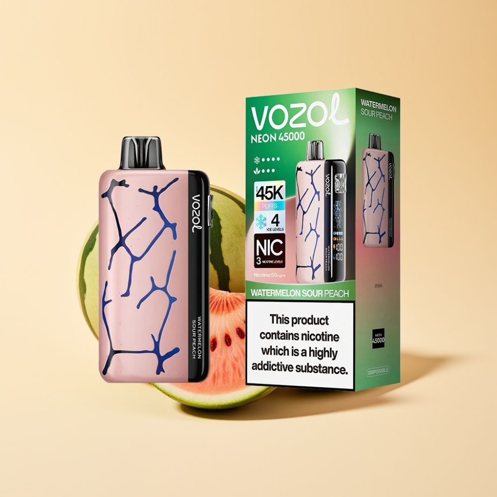 Vozol Neon 45K 45000 Puffs 20ml Vannmelon Sur Fersken