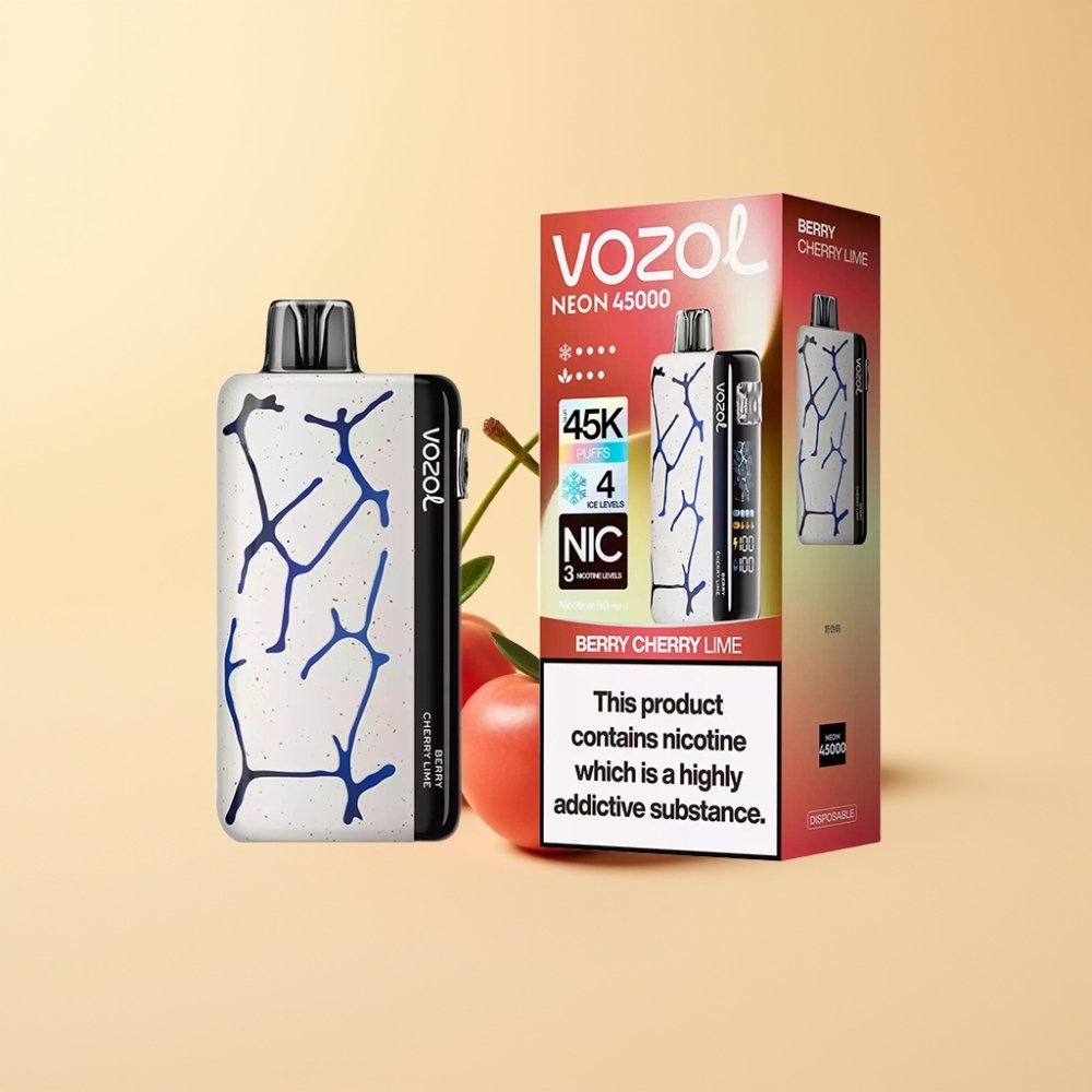 Vozol Neon 45K 45000 Puffs Justerbar Is 4 Modus Bær Kirsebær Lime