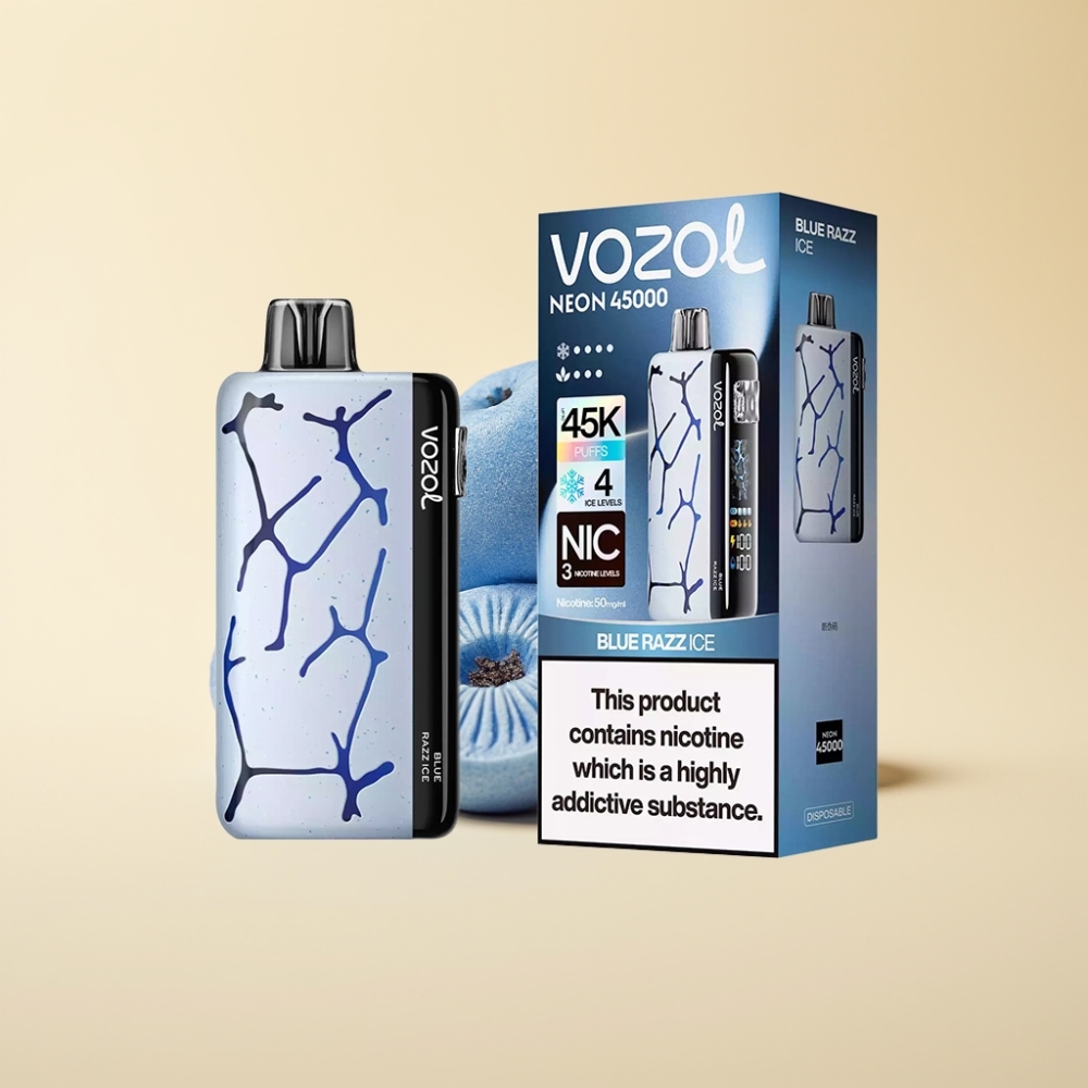 Vozol Neon 45K 45000 Puffs Justerbar Is 4 Modus Blå Bringebær Is