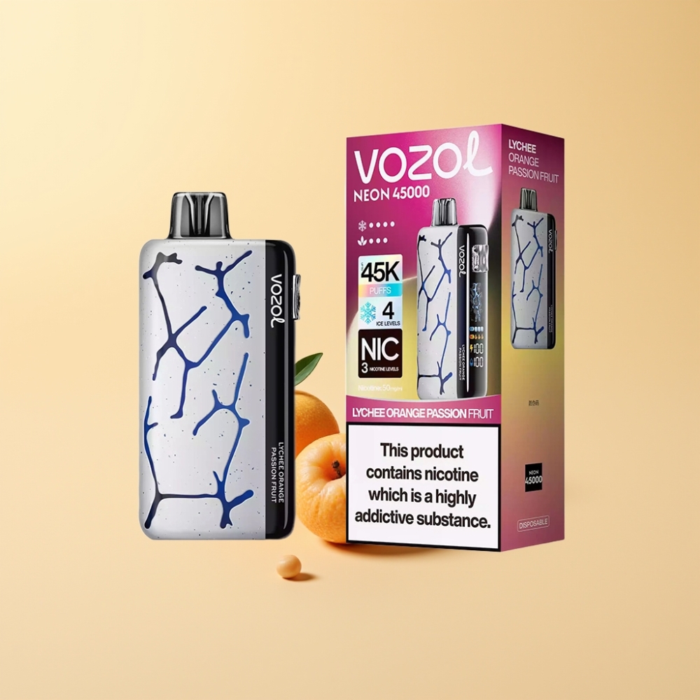 Vozol Neon 45K 45000 Puffs Justerbar Is 4 Modus Litchi Orken Pasjonsfrukt