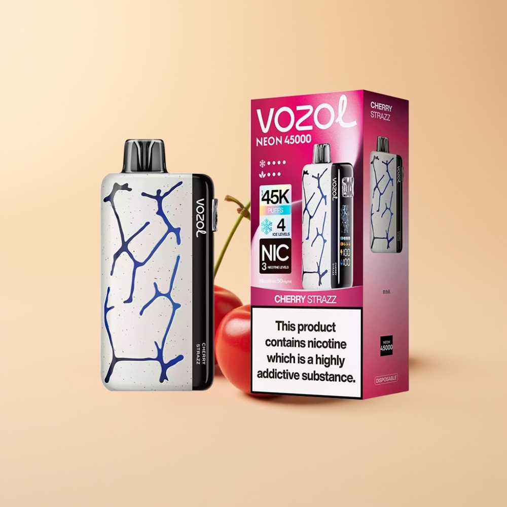 Vozol Neon 45k 45000 Puffs Justerbar Is 4 Modus Kirsebær Strazz